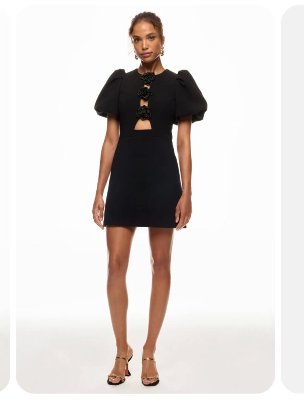 Rebecca Vallance | Aubree Flower Black Beaded Cutout Mini Dress | (SZ 8)